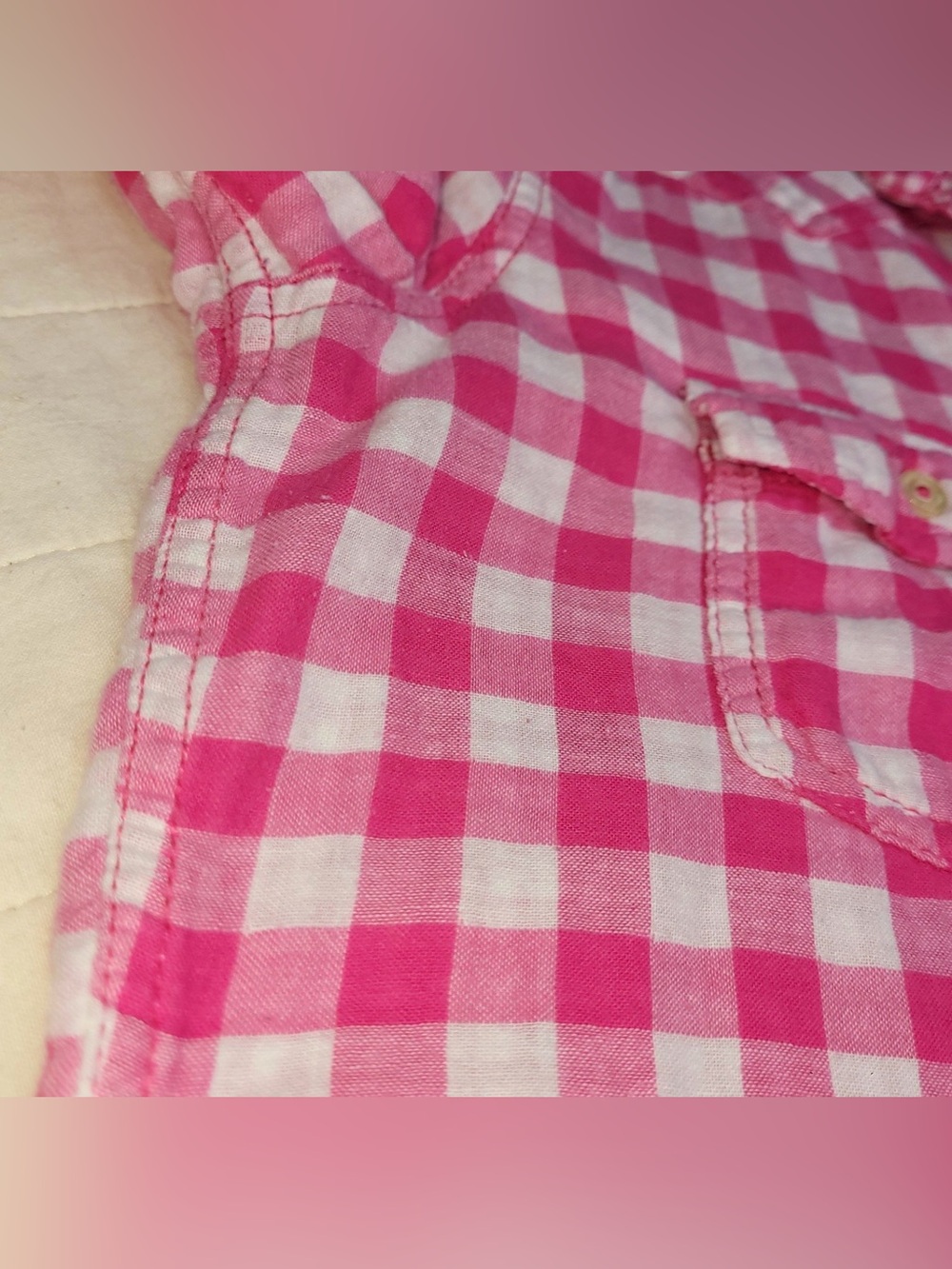 Hollister Pink Checkered Long Sleeve Button Up Shirt Small - Picture 3 of 7